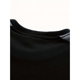 Men's Casual Athletic Sweatshirt - Color Block, Crew Neck, Polyester Blend, Perfect for Outdoor Activities, for Autumn, Spring