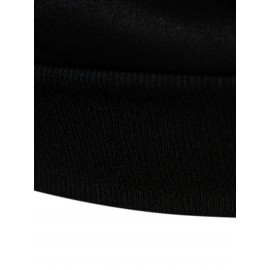 [Casual Geometric Stripe] Men's Casual Geometric Stripe Sweatshirt | Black & White Crew Neck Pullover | Comfortable Knit Fabric | Long Sleeve Hoodie