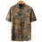 FORTEI Men's Traditional Chinese Tang Suit Short Sleeve Shirt - Lightweight, Light Beige-Friendly Polyester Blend with Intricate Floral Print, Button-Up Collar Design for Casual Summer Wear