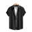 [Floral Shirt] Men's Lightweight Summer Casual Short Sleeve Shirt with Stylish Floral Print, Black & White Design, Polyester Blend, Perfect for Casual Attire, Short Sleeve Tops