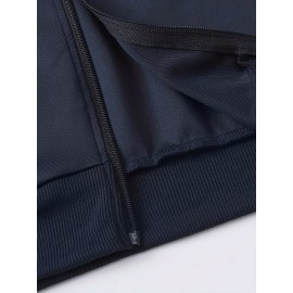 Men's Casual Zip-Up Jacket with Stand Collar - 