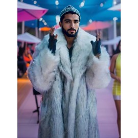 [New Fox Fur Coat] Warm Fashion Mid-Length Fox Fur Plush Collar Suit Coat | Men's Casual Fleece Outerwear, Comfortable Loose Luxurious Grass Coat, New Thickened Versatile Trendy