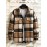 Men'S Casual Plaid Button-Up Shirt - Long Sleeve, Beige & Brown Check Pattern, Loose Fit, Lightweight Polyester Fabric, Perfect for Casual Attire